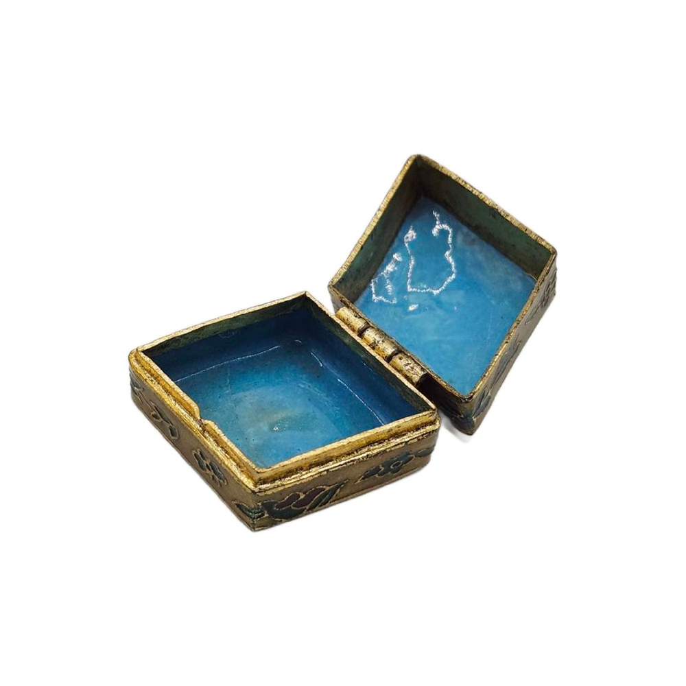 Vintage Chinese Cloisonné Enameled Metal Birds Mini Tooth Fairy Box 1.5" - Picture 7 of 10